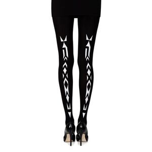 Zohara Geometric Print Tights BlackWhite Women Blacksilver Hosiery